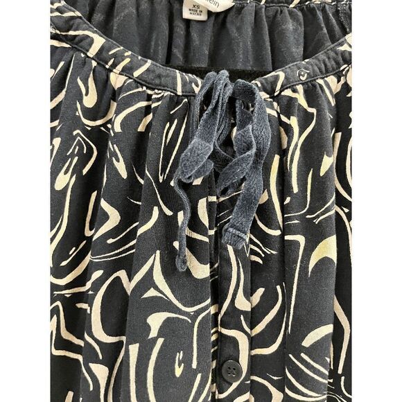 Calvin Klein Womens Tunic Short Cap Sleeve Button Down Top Black Size XS - Picture 4 of 4